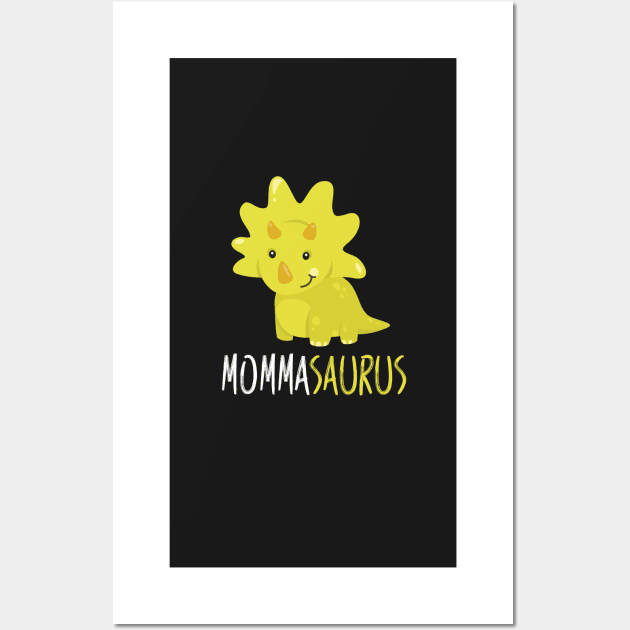 Cute Mamasaurus Apparel: Funny Dinosaur GIfts for Mom Wall Art by teemaniac